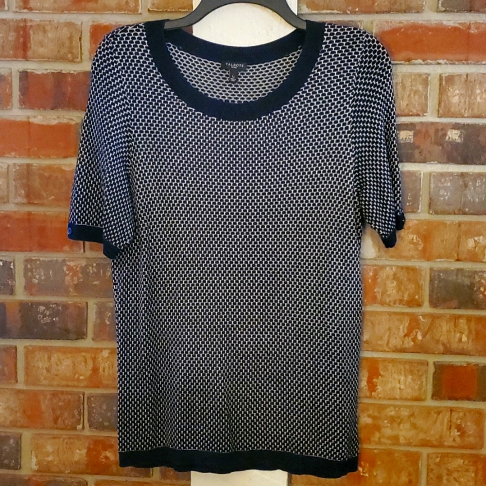 Talbots Blue & White short sleeve sweater